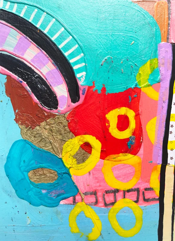 View Original Intuitive Collage, Colorful Abstract Wall Art, Scribble Art, Modern Painting, Mixed Media,  Small Art, Doodle Art, Expressionism