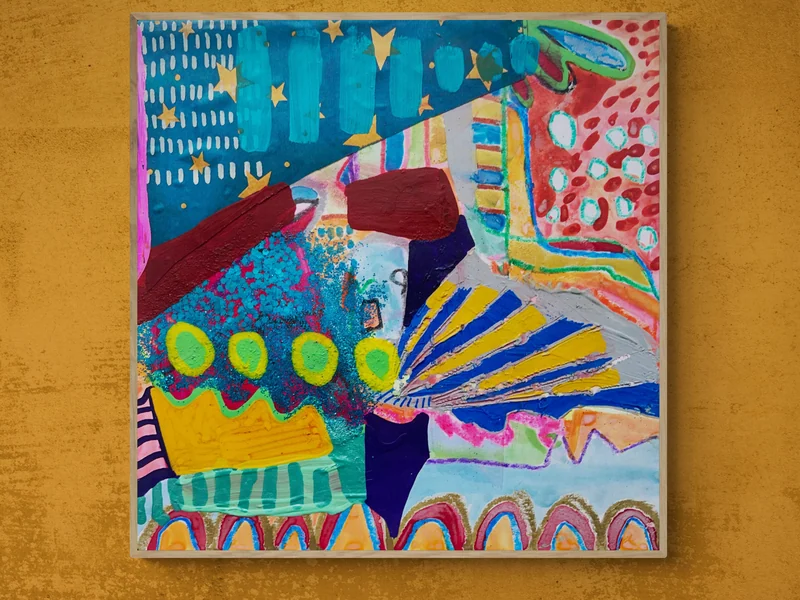 Original Abstract Wall Art, Mixed Media Collage Artwork on Paper, Colorful Abstract Painting, Intuitive Art, Small Art