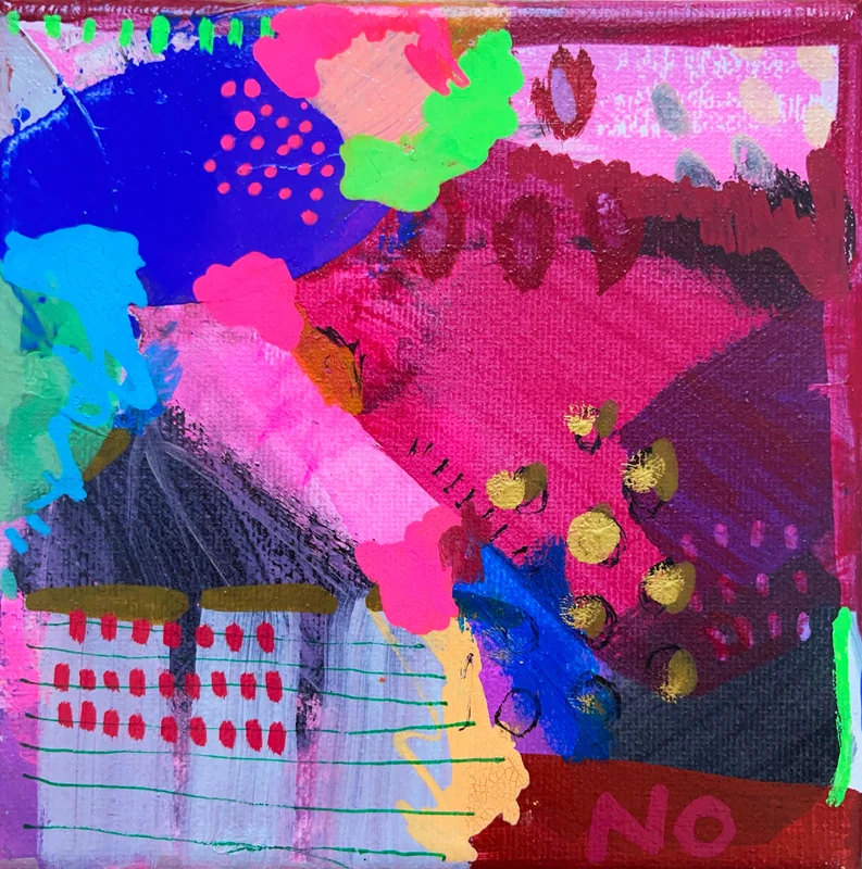View Abstract Painting on Small Canvas, Original Art, Abstract Art, Mixed Media, Colourful Artwork, Vineyard Abstraction