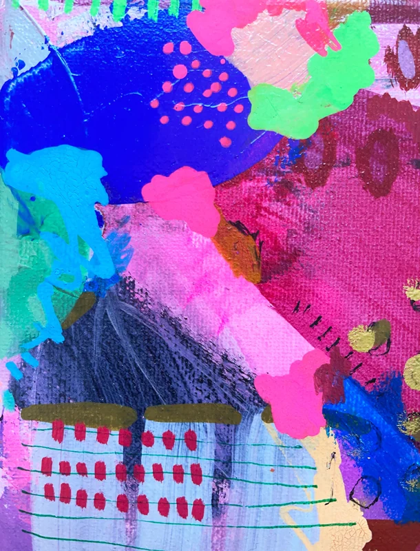View Abstract Painting on Small Canvas, Original Art, Abstract Art, Mixed Media, Colourful Artwork, Vineyard Abstraction