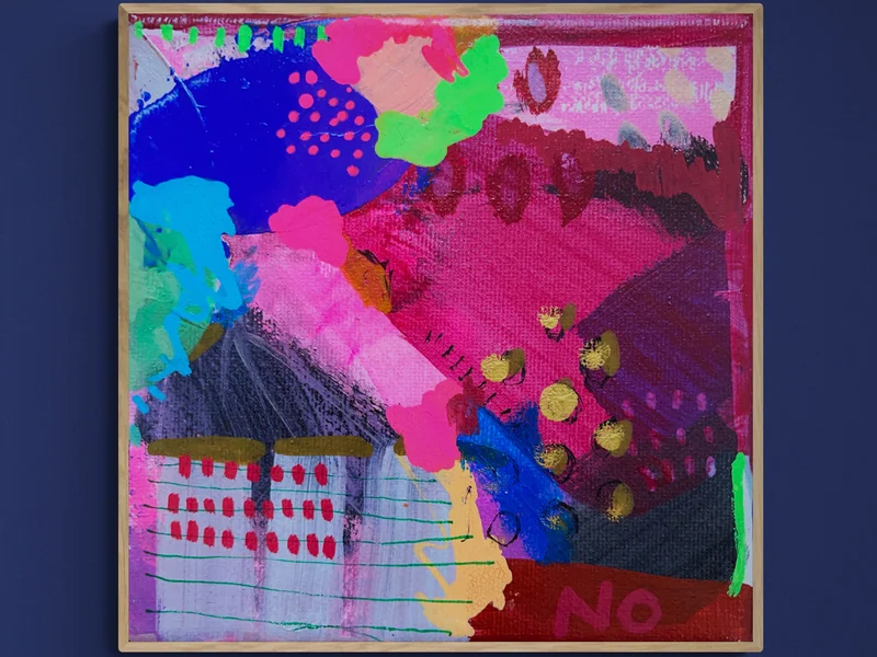 Abstract Painting on Small Canvas, Original Art, Abstract Art, Mixed Media, Colourful Artwork, Vineyard Abstraction