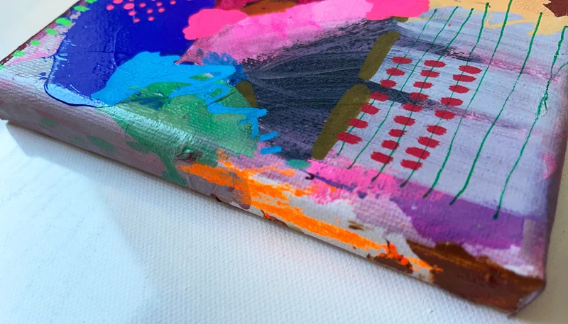 View Abstract Painting on Small Canvas, Original Art, Abstract Art, Mixed Media, Colourful Artwork, Vineyard Abstraction