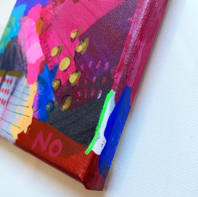 View Abstract Painting on Small Canvas, Original Art, Abstract Art, Mixed Media, Colourful Artwork, Vineyard Abstraction