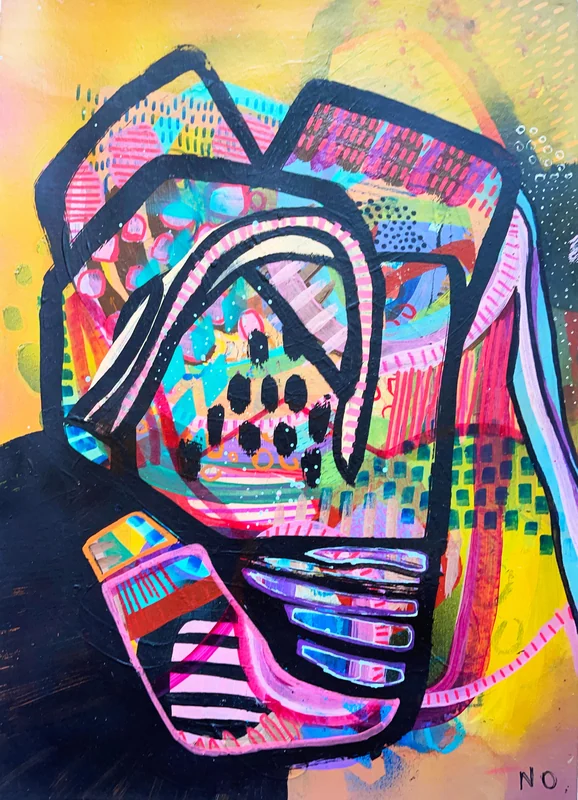 View Original Colorful Abstract Painting, Unique Wall Art, Mixed Media Art, Abstract Expressionist Painting, Doodle Art