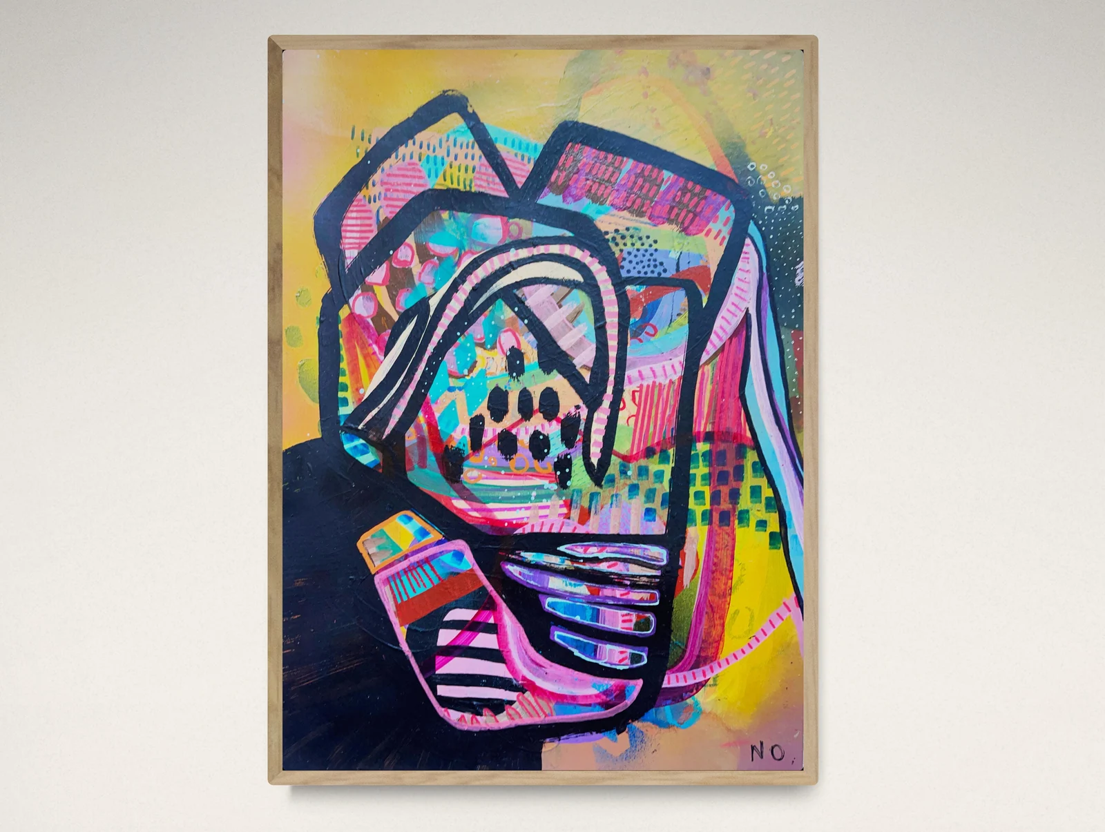 Original Colorful Abstract Painting, Unique Wall Art, Mixed Media Art, Abstract Expressionist Painting, Doodle Art