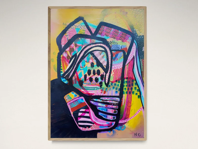 Original Colorful Abstract Painting, Unique Wall Art, Mixed Media Art, Abstract Expressionist Painting, Doodle Art