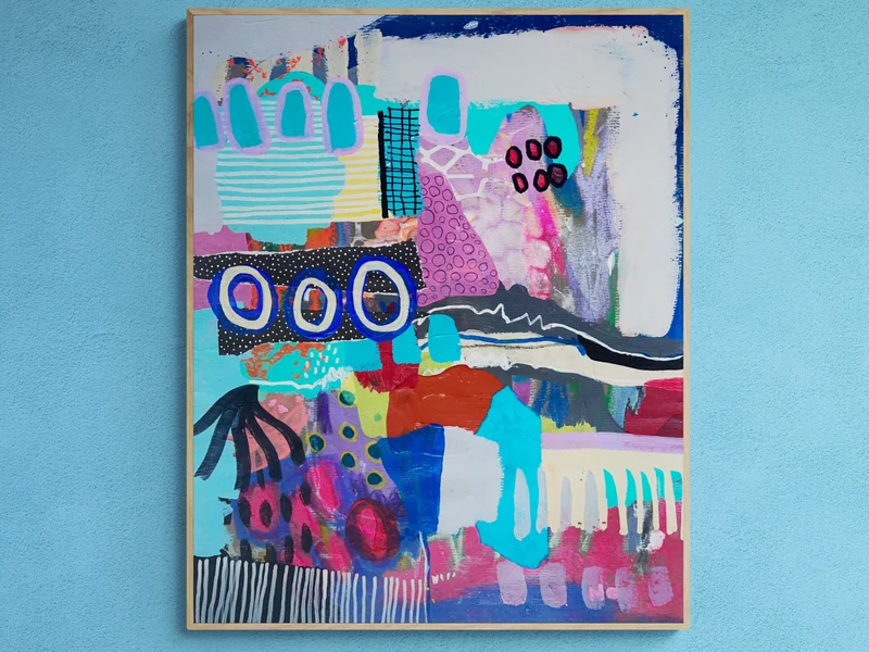 Original Abstract Expressionism, Small Painting, Mixed Media Collage Wall Art, Intuitive Contemporary Art, Dedicated to Mahsa Amini