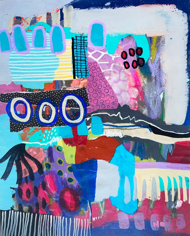 View Original Abstract Expressionism, Small Painting, Mixed Media Collage Wall Art, Intuitive Contemporary Art, Dedicated to Mahsa Amini