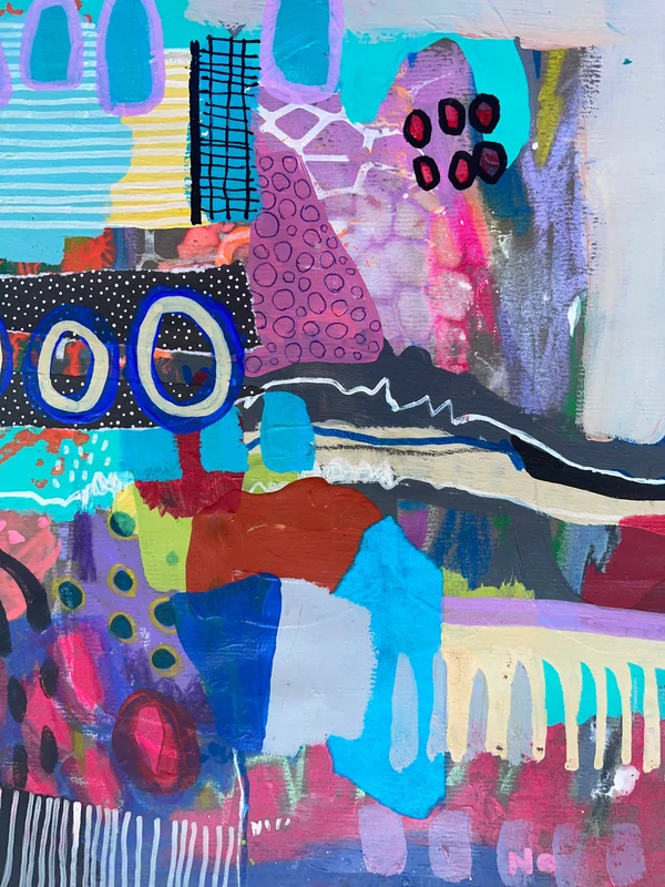 View Original Abstract Expressionism, Small Painting, Mixed Media Collage Wall Art, Intuitive Contemporary Art, Dedicated to Mahsa Amini