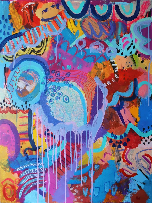 View Intuitive Abstract Artwork , Colorful Abstract Wall Art, Contemporary Painting, Modern Wall Art, Original Painting on Canvas, Expressionist
