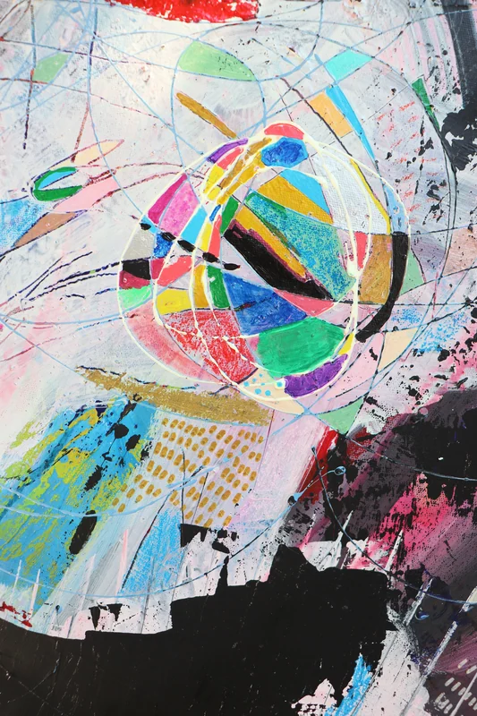 View Original Abstract Portrait Painting on Canvas, Colorful Mixed Media Collage Wall Art, Contemporary Wall Art, Expressionist Painting