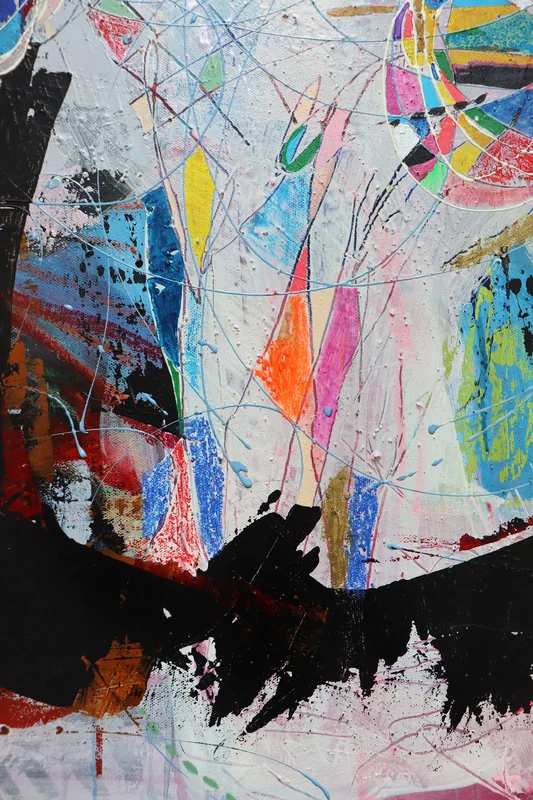 View Original Abstract Portrait Painting on Canvas, Colorful Mixed Media Collage Wall Art, Contemporary Wall Art, Expressionist Painting