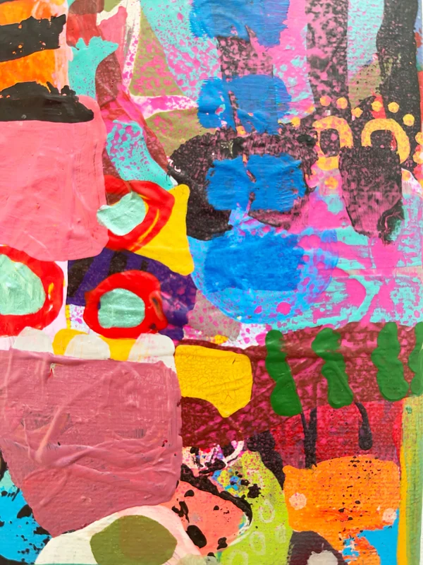 View Abstract Painting on Small Canvas, Original Art, Abstract Art, Mixed Media, Colourful Artwork, 10+ Layers Painting