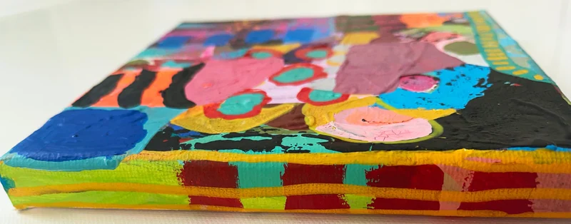 View Abstract Painting on Small Canvas, Original Art, Abstract Art, Mixed Media, Colourful Artwork, 10+ Layers Painting