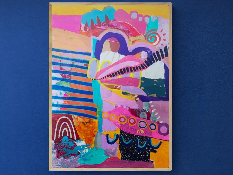 Acrylic Painting, Colorful Wall Art, Mixed Media Collage, Original Whimsical Art, Modern Abstract Painting, Contemporary Abstract