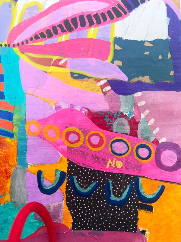 View Acrylic Painting, Colorful Wall Art, Mixed Media Collage, Original Whimsical Art, Modern Abstract Painting, Contemporary Abstract