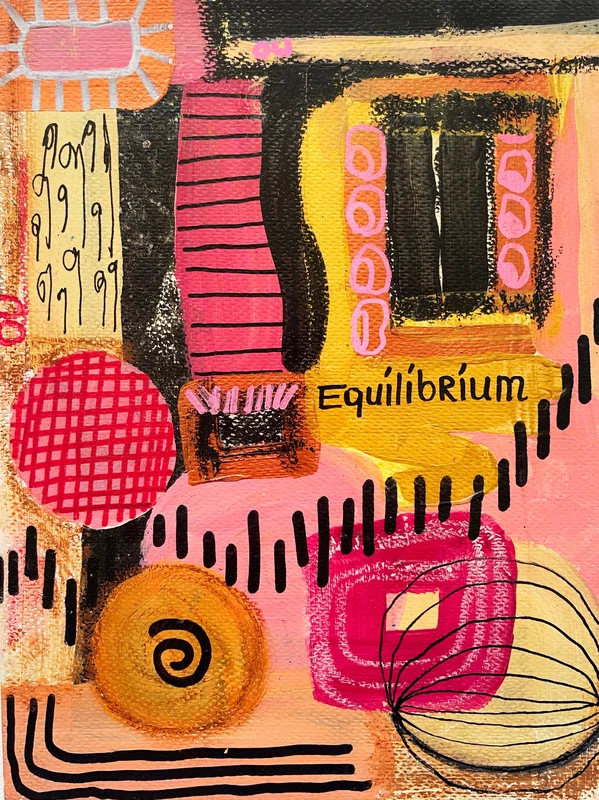 View Original Doodling Abstract Art, Mixed Media Wall Art on Paper, Colorful Abstract Painting, Intuitive Art Journal, Mood Journal, Motto Art