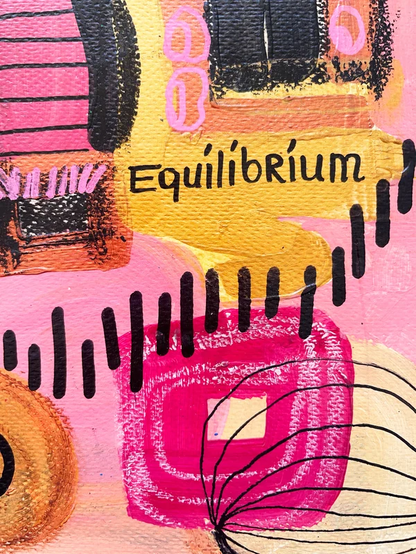 View Original Doodling Abstract Art, Mixed Media Wall Art on Paper, Colorful Abstract Painting, Intuitive Art Journal, Mood Journal, Motto Art