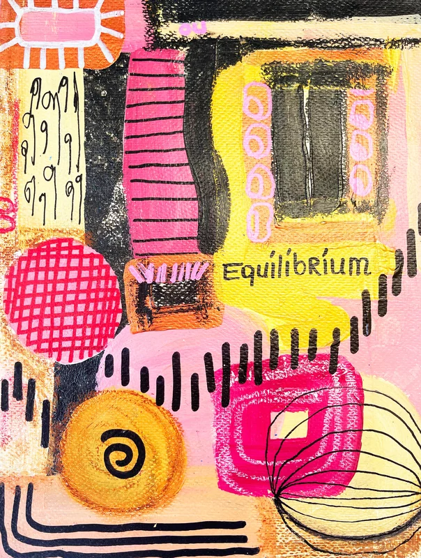 View Original Doodling Abstract Art, Mixed Media Wall Art on Paper, Colorful Abstract Painting, Intuitive Art Journal, Mood Journal, Motto Art