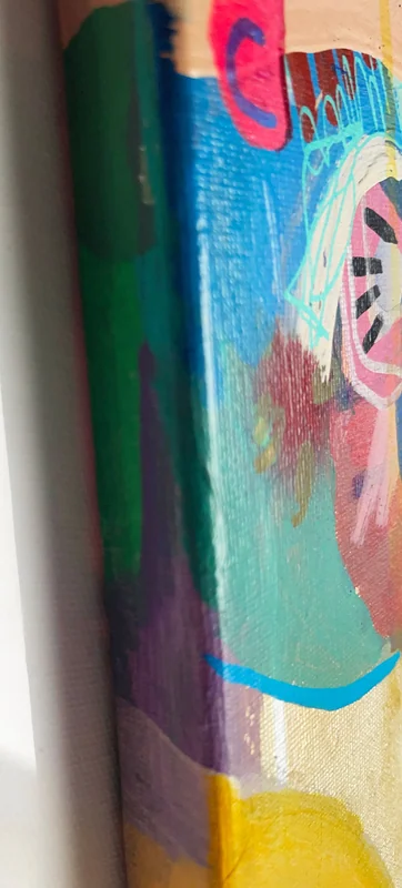 View Expressionist Abstract Portrait Painting, Colorful Wall Art, Feminist Art, Intuitive Mixed Media Art