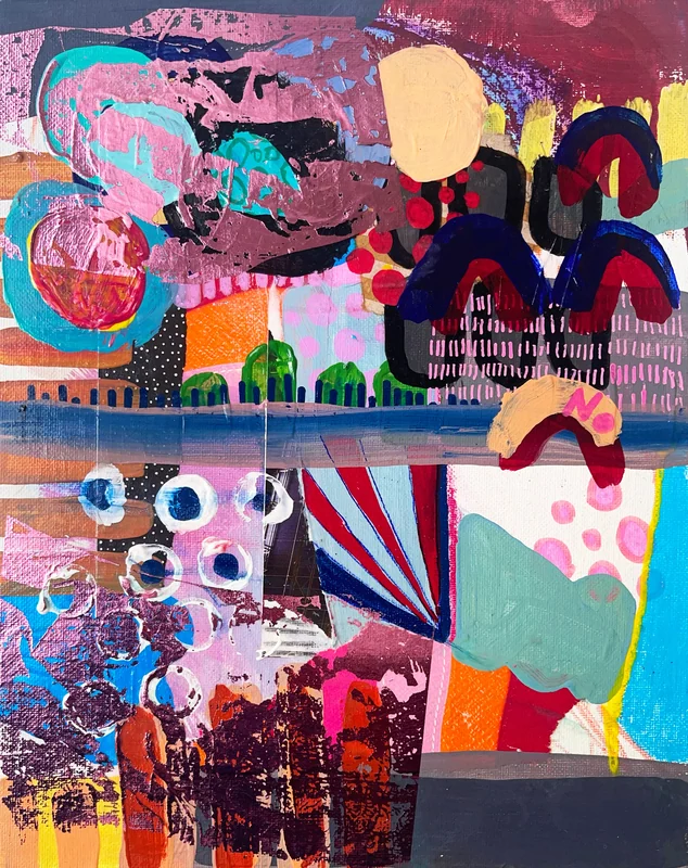View Mixed Media Abstract Collage Wall Art on Board Canvas, Paper Collage Art, Canvas Art Original