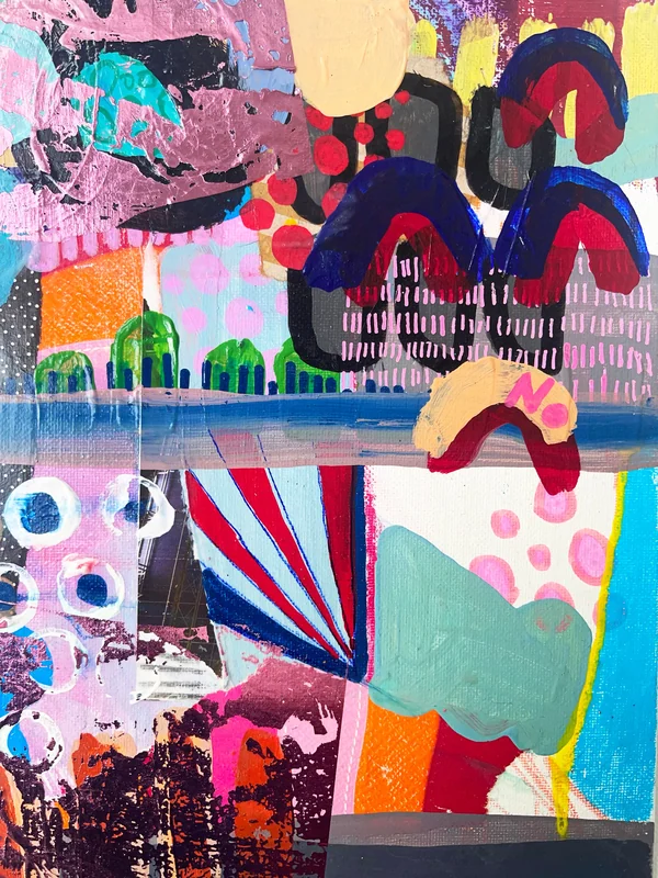 View Mixed Media Abstract Collage Wall Art on Board Canvas, Paper Collage Art, Canvas Art Original
