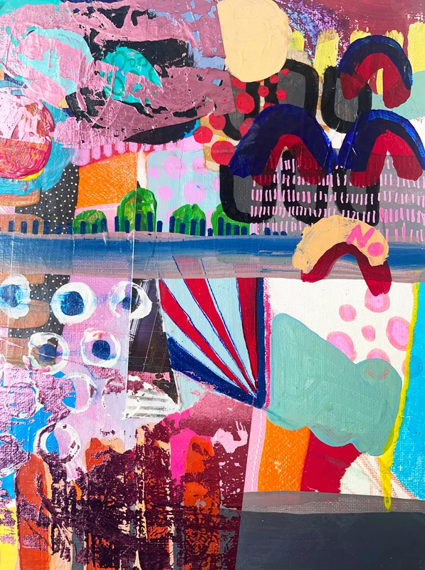 View Mixed Media Abstract Collage Wall Art on Board Canvas, Paper Collage Art, Canvas Art Original