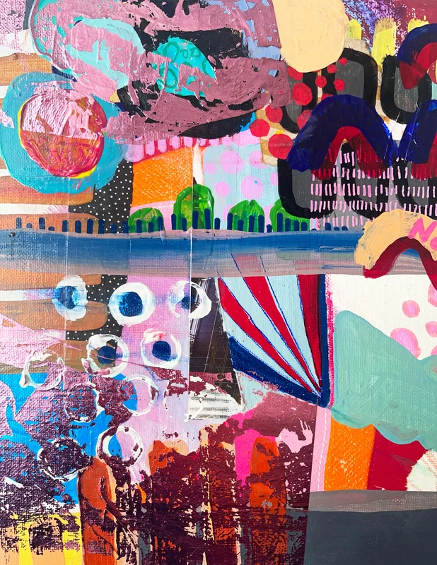 View Mixed Media Abstract Collage Wall Art on Board Canvas, Paper Collage Art, Canvas Art Original