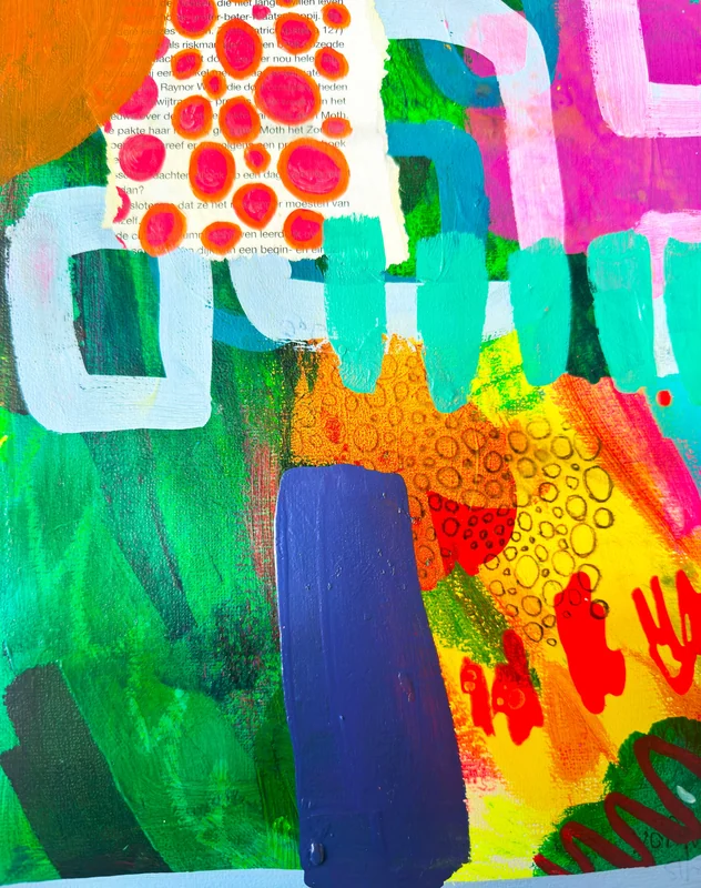 View Expressionist Abstract Painting, Mixed Media Collage Wall Art, Emotion Abstraction, Modern Abstract Painting, Small Art, Art Journal