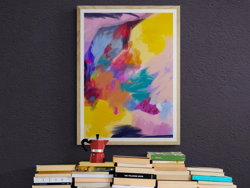 View Opposite Hand Artwork, Colorful Abstract Quality Print, Affordable Downloadable Art, Contemporary Painting