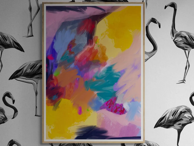 View Opposite Hand Artwork, Colorful Abstract Quality Print, Affordable Downloadable Art, Contemporary Painting