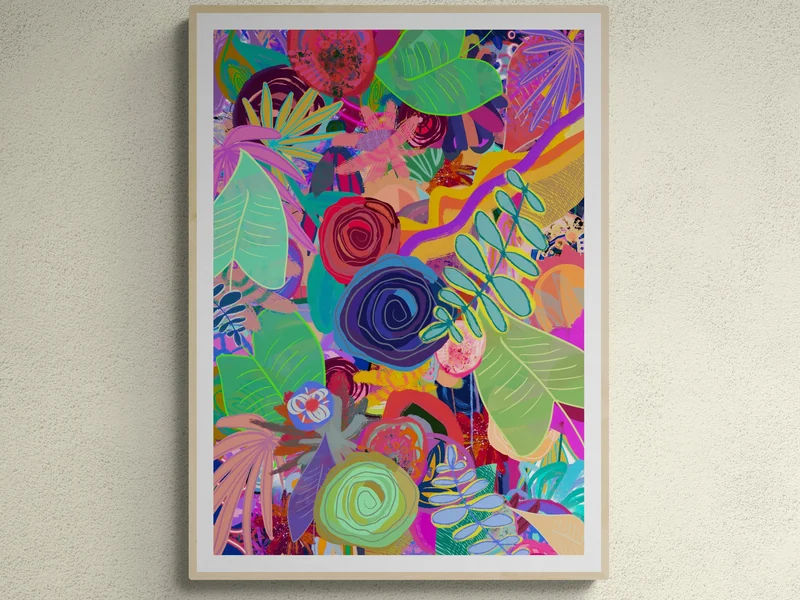 Digital Download Bright Botanical Wall Art, Pastel Color Art, Floral Abstract Print, Modern Flowers