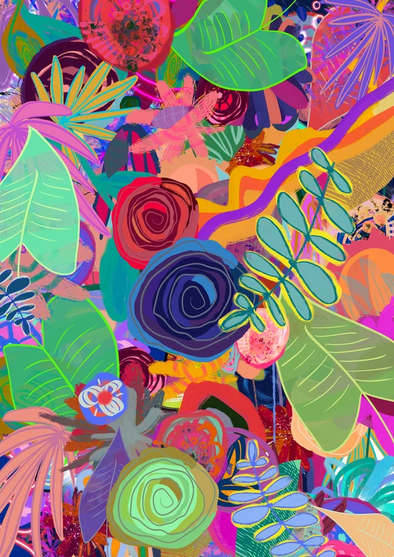 View Digital Download Bright Botanical Wall Art, Pastel Color Art, Floral Abstract Print, Modern Flowers