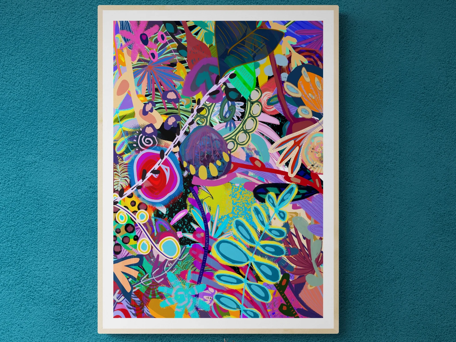Digital Download Vibrant Botanical Wall Art, Colourful Art, Floral Abstract Print, Modern Flowers Layer Art
