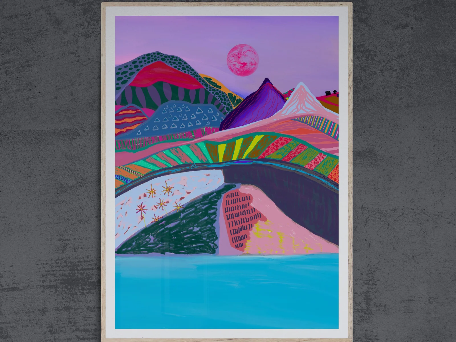 Golden Hour, Colorful Abstract Landscape Poster, 50x70 Digital Print Art, Original Modern Artwork, Landscape Illustration, Affordable Art
