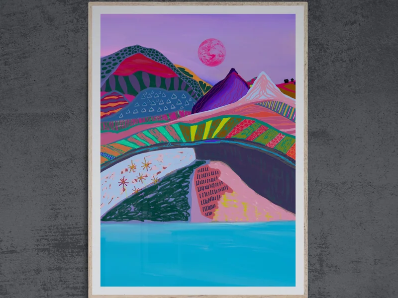Golden Hour, Colorful Abstract Landscape Poster, 50x70 Digital Print Art, Original Modern Artwork, Landscape Illustration, Affordable Art