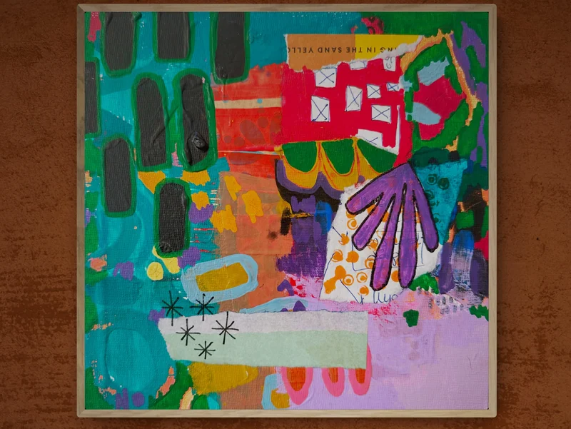 Mini Canvas Art, Original Mixed Media Abstract Collage on Board Canvas, Colorful Abstract Art, Intuitive Expressionism, Modern Painting