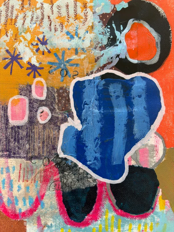 View Mixed Media Art on Unstretched Canvas, Abstract Painting, Colorful Wall Art, Original Intuitive Art, Abstract Painting