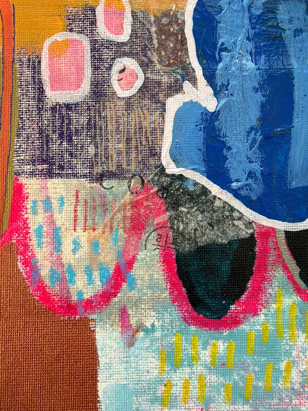 View Mixed Media Art on Unstretched Canvas, Abstract Painting, Colorful Wall Art, Original Intuitive Art, Abstract Painting