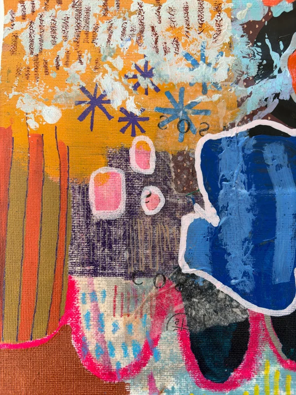 View Mixed Media Art on Unstretched Canvas, Abstract Painting, Colorful Wall Art, Original Intuitive Art, Abstract Painting