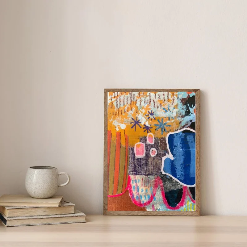 Mixed Media Art on Unstretched Canvas, Abstract Painting, Colorful Wall Art, Original Intuitive Art,  Abstract Painting