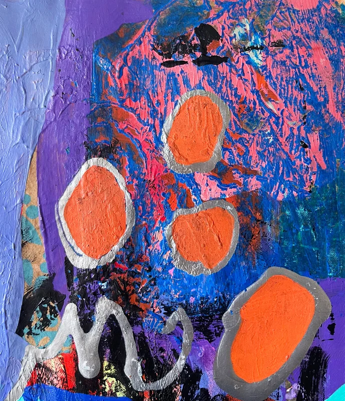 View Tiny Mixed Media Abstract Art on Paper, Colorful Modern Abstract Painting, Contemporary Wall Art, Original Intuitive Art, Doodle Collage Art