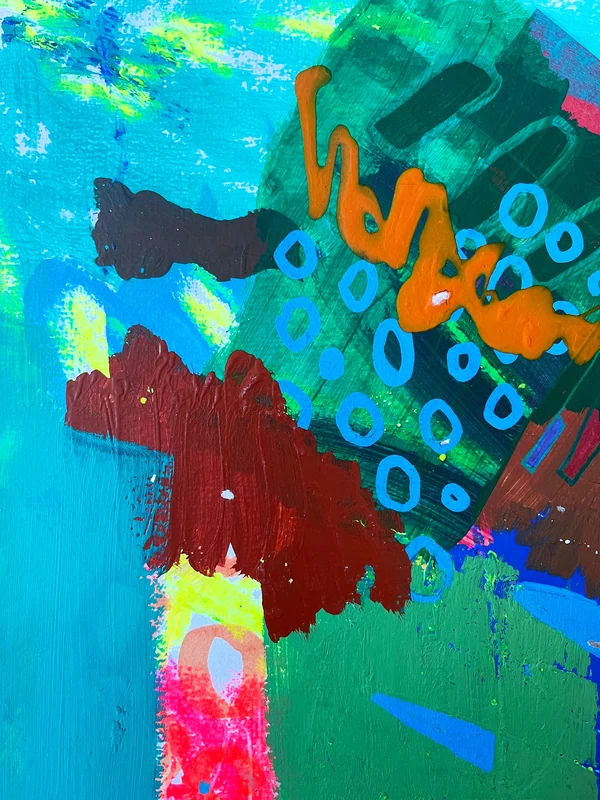 View Mixed Media Art on Paper, Abstract Painting, Colorful Wall Art, Original Intuitive Art