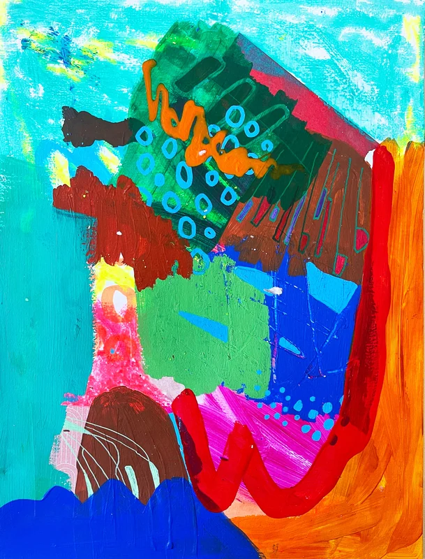 View Mixed Media Art on Paper, Abstract Painting, Colorful Wall Art, Original Intuitive Art