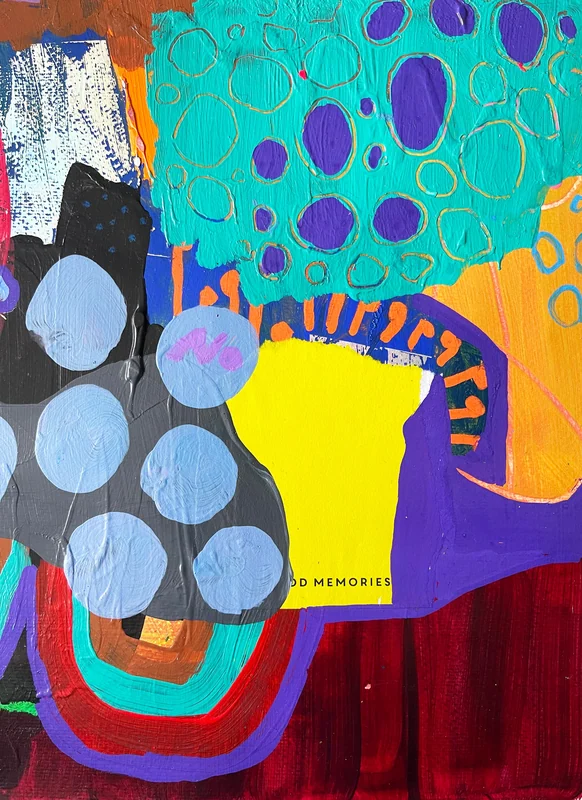 View Mixed Media Art on Paper, Abstract Painting, Colorful Wall Art, Original Intuitive Art, Quirky Collage on Paper