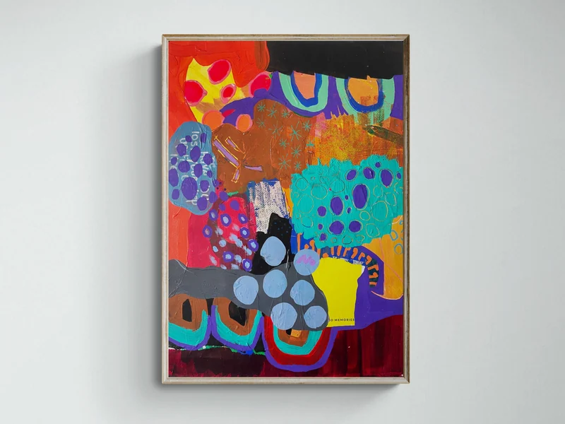 Mixed Media Art on Paper, Abstract Painting, Colorful Wall Art, Original Intuitive Art, Quirky Collage on Paper