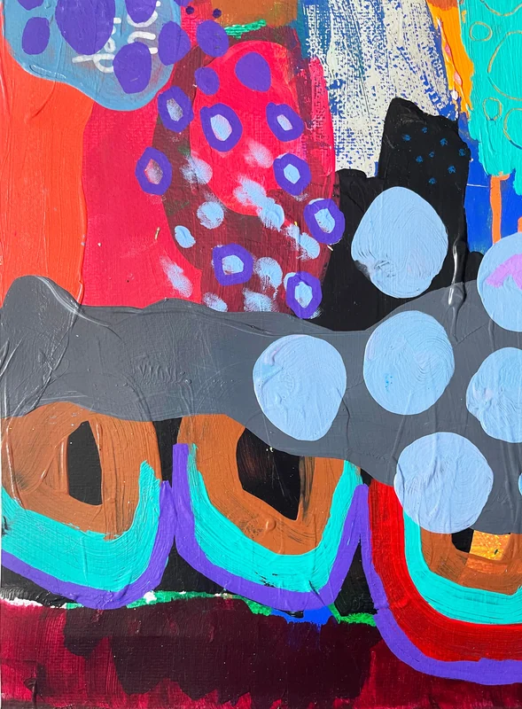 View Mixed Media Art on Paper, Abstract Painting, Colorful Wall Art, Original Intuitive Art, Quirky Collage on Paper