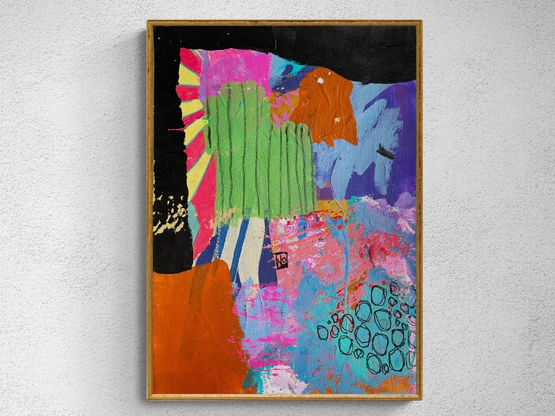 Mixed Media Art on Paper, Abstract Painting, Colorful Wall Art, Original Intuitive Art