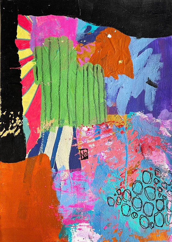 View Mixed Media Art on Paper, Abstract Painting, Colorful Wall Art, Original Intuitive Art