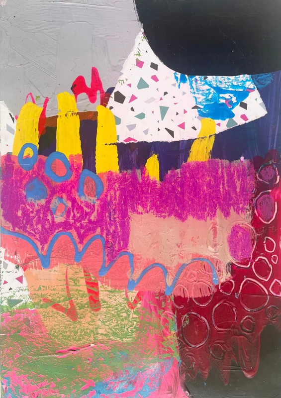View Mixed Media Art on Paper, Abstract Painting, Colorful Wall Art, Original Intuitive Art